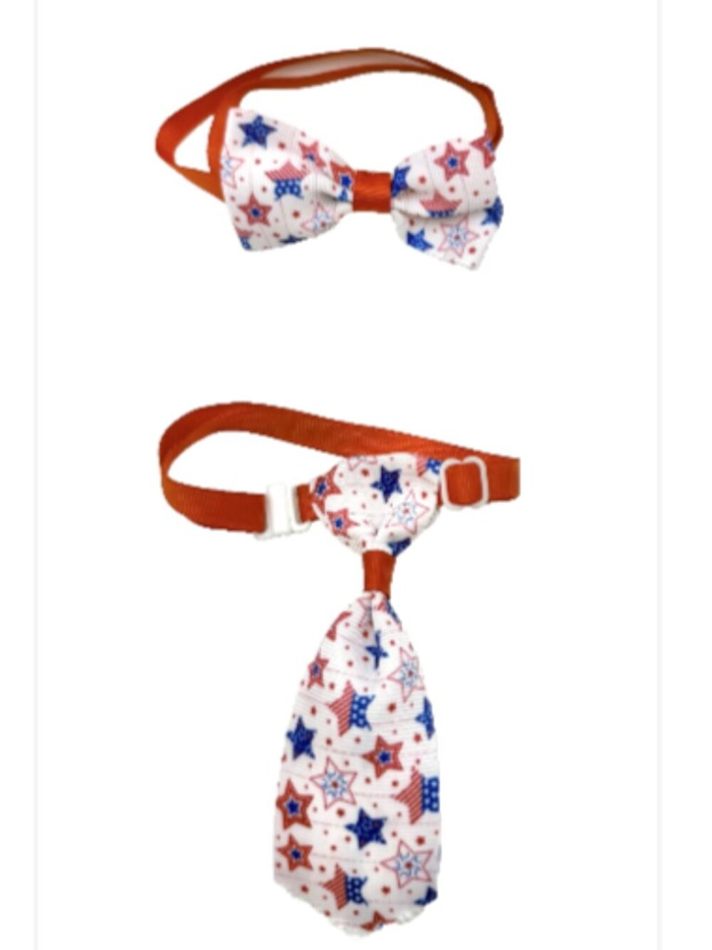 🇺🇸 USA Patriotic Pet Tie Set Stars Stripes Adjustable Dog Cat S/M NEW